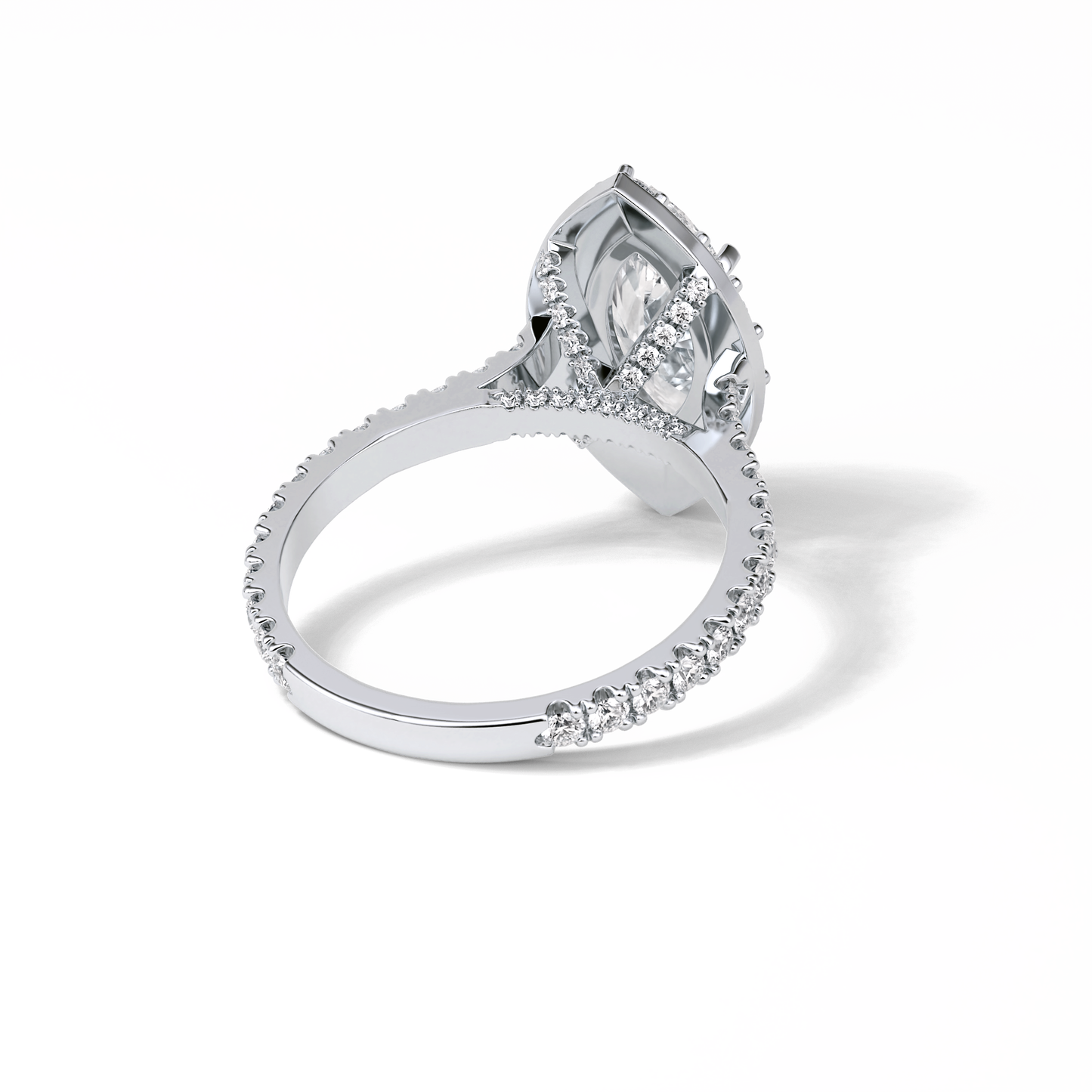 1.58 CT Marquise Cut Pave And Halo Style Moissanite Engagement Ring