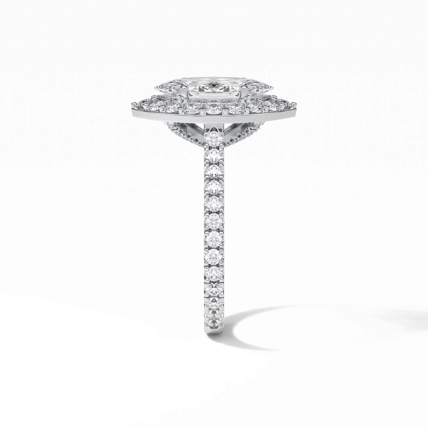 1.58 CT Marquise Cut Pave And Halo Style Moissanite Engagement Ring