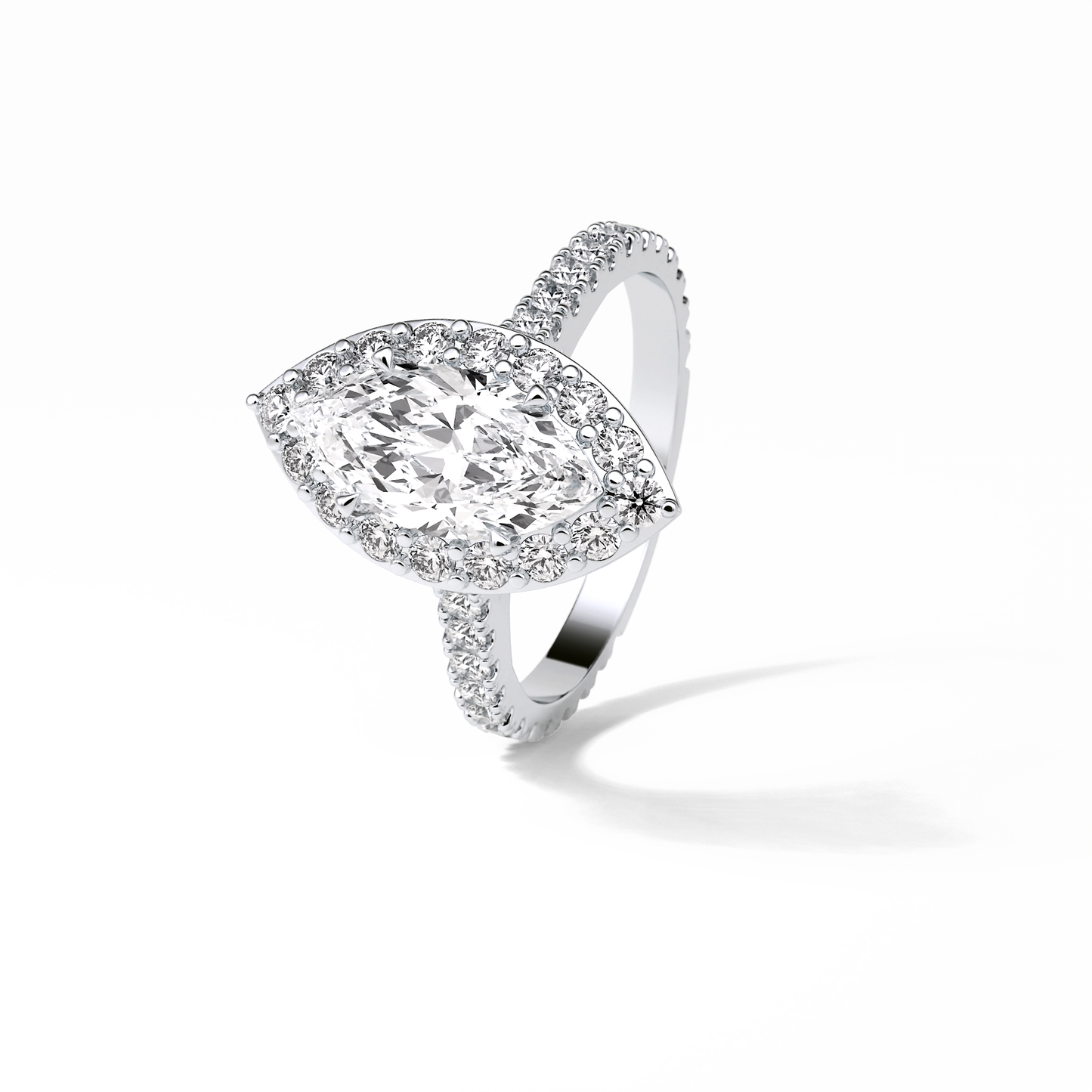 1.58 CT Marquise Cut Pave And Halo Style Moissanite Engagement Ring