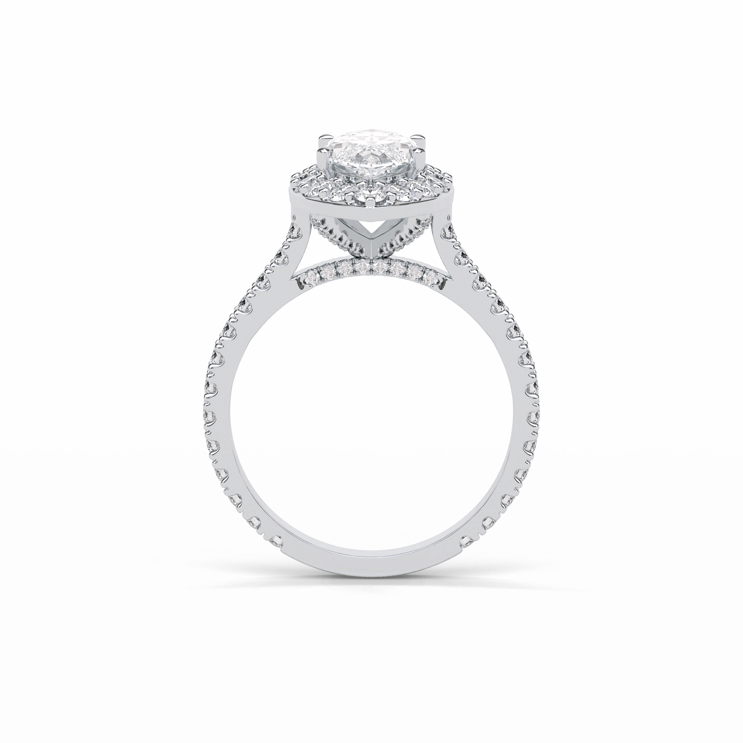 1.58 CT Marquise Cut Pave And Halo Style Moissanite Engagement Ring