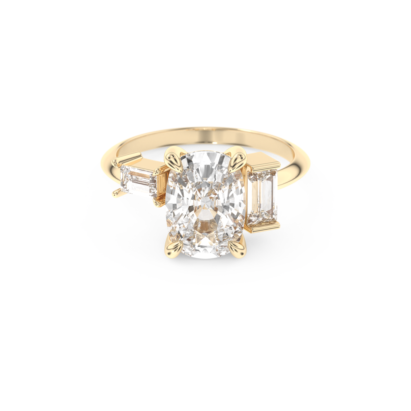 Kaley Cuoco – Inspired 2.0 Carat Cushion Cut Three Stones Moissanite