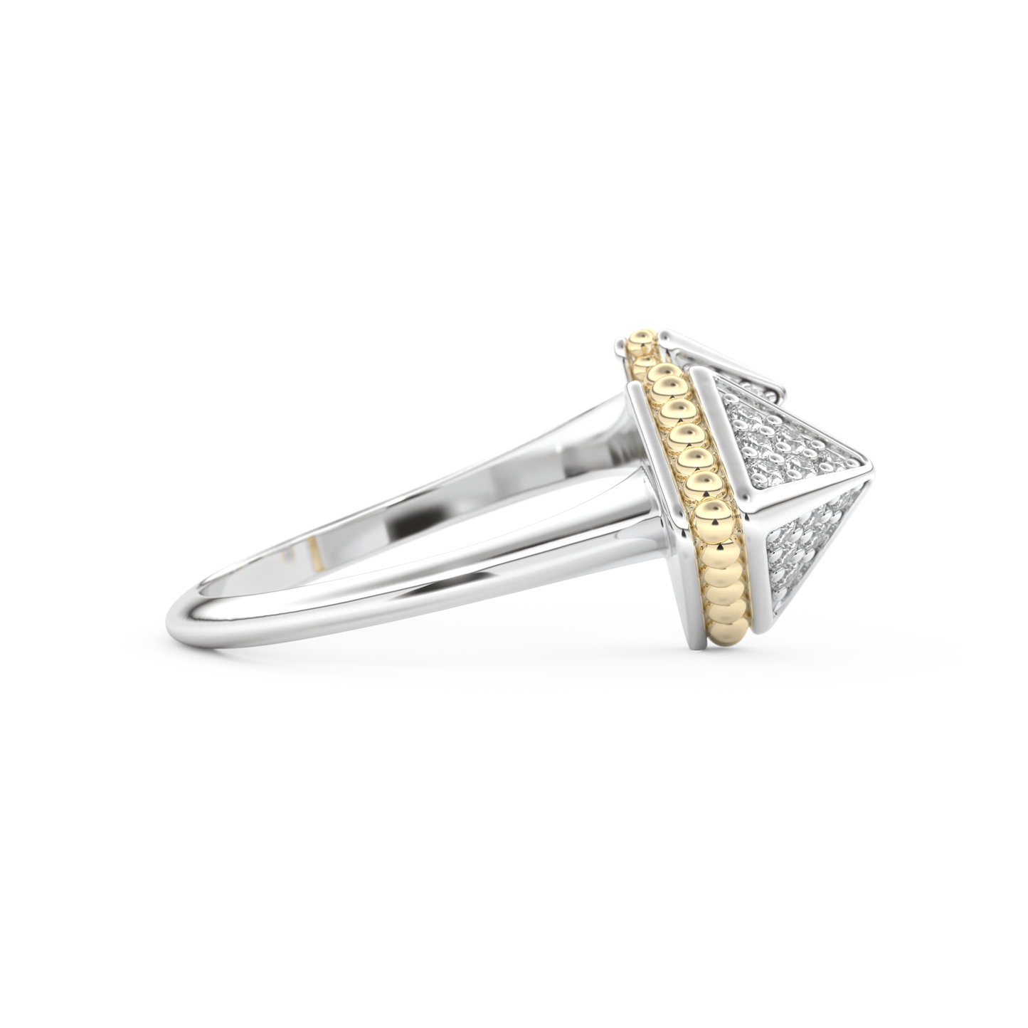 Triangle Duo Wedding Band with 0.33 CT Round Cut Moissanite – Yellow, White, or Rose Gold