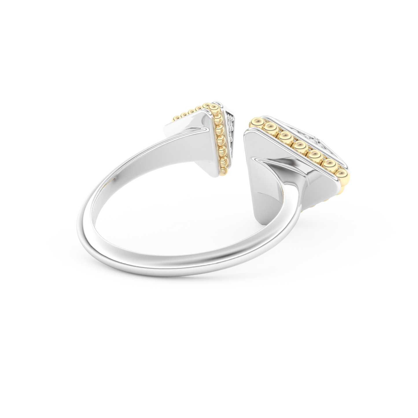 Triangle Duo Wedding Band with 0.33 CT Round Cut Moissanite – Yellow, White, or Rose Gold