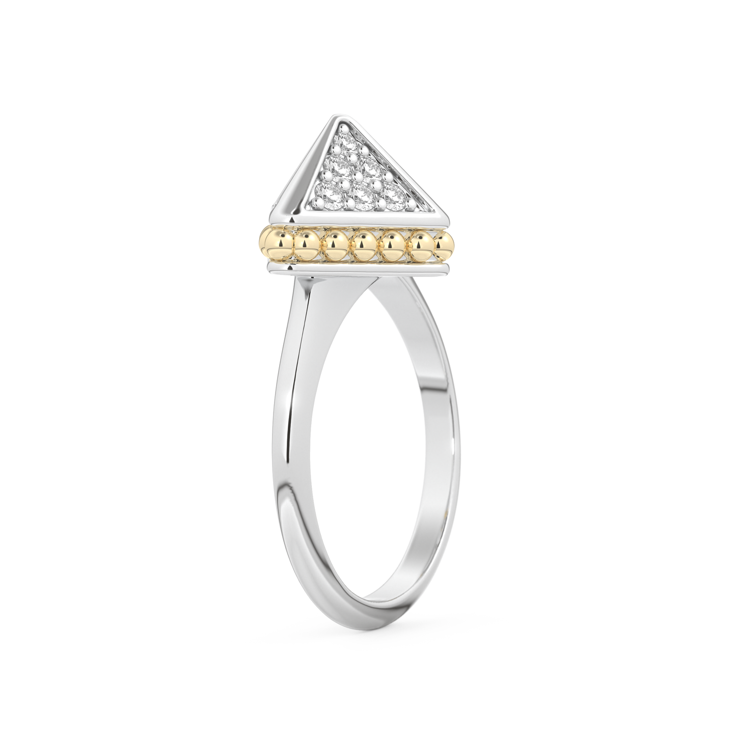 Triangle Duo Wedding Band with 0.33 CT Round Cut Moissanite – Yellow, White, or Rose Gold