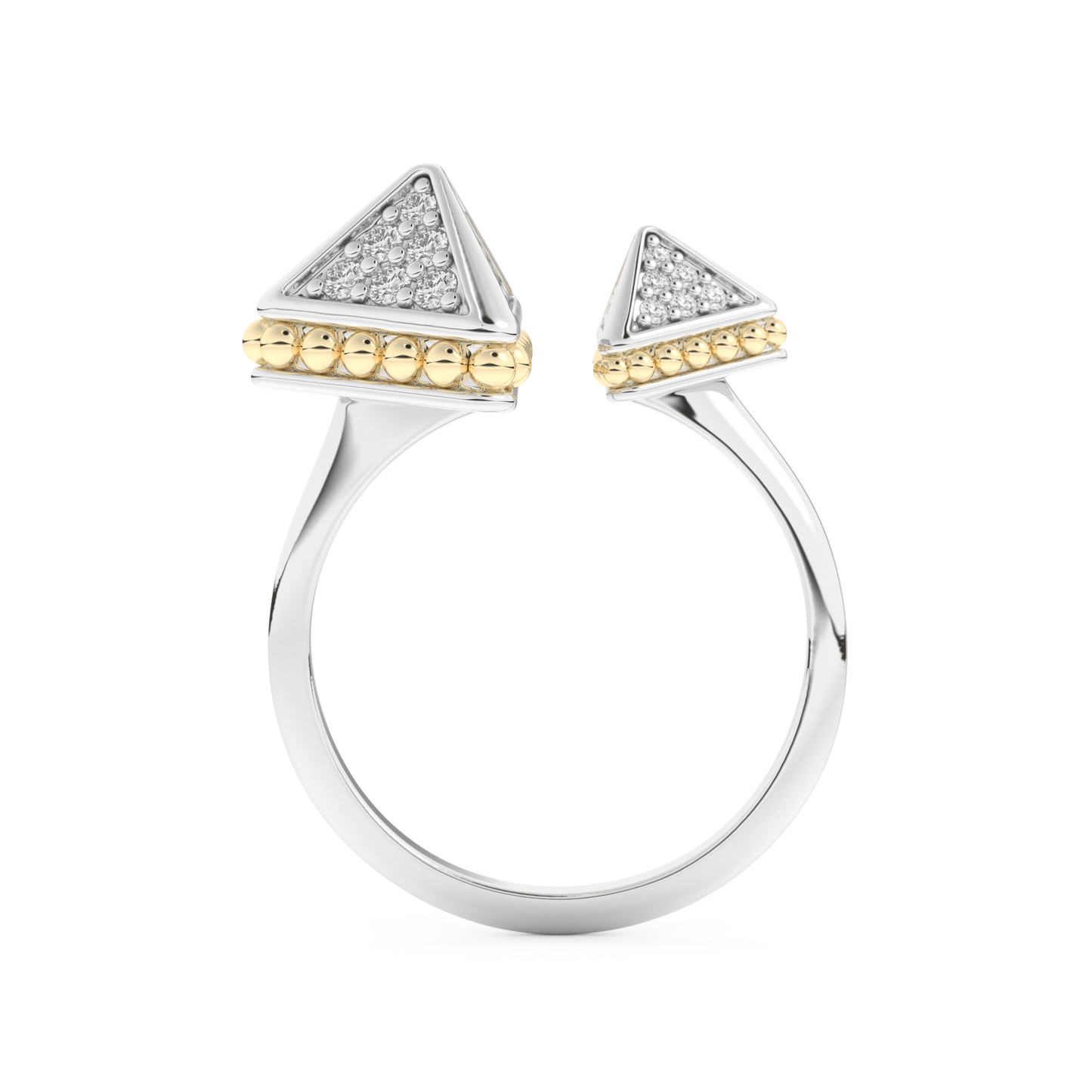 Triangle Duo Wedding Band with 0.33 CT Round Cut Moissanite – Yellow, White, or Rose Gold