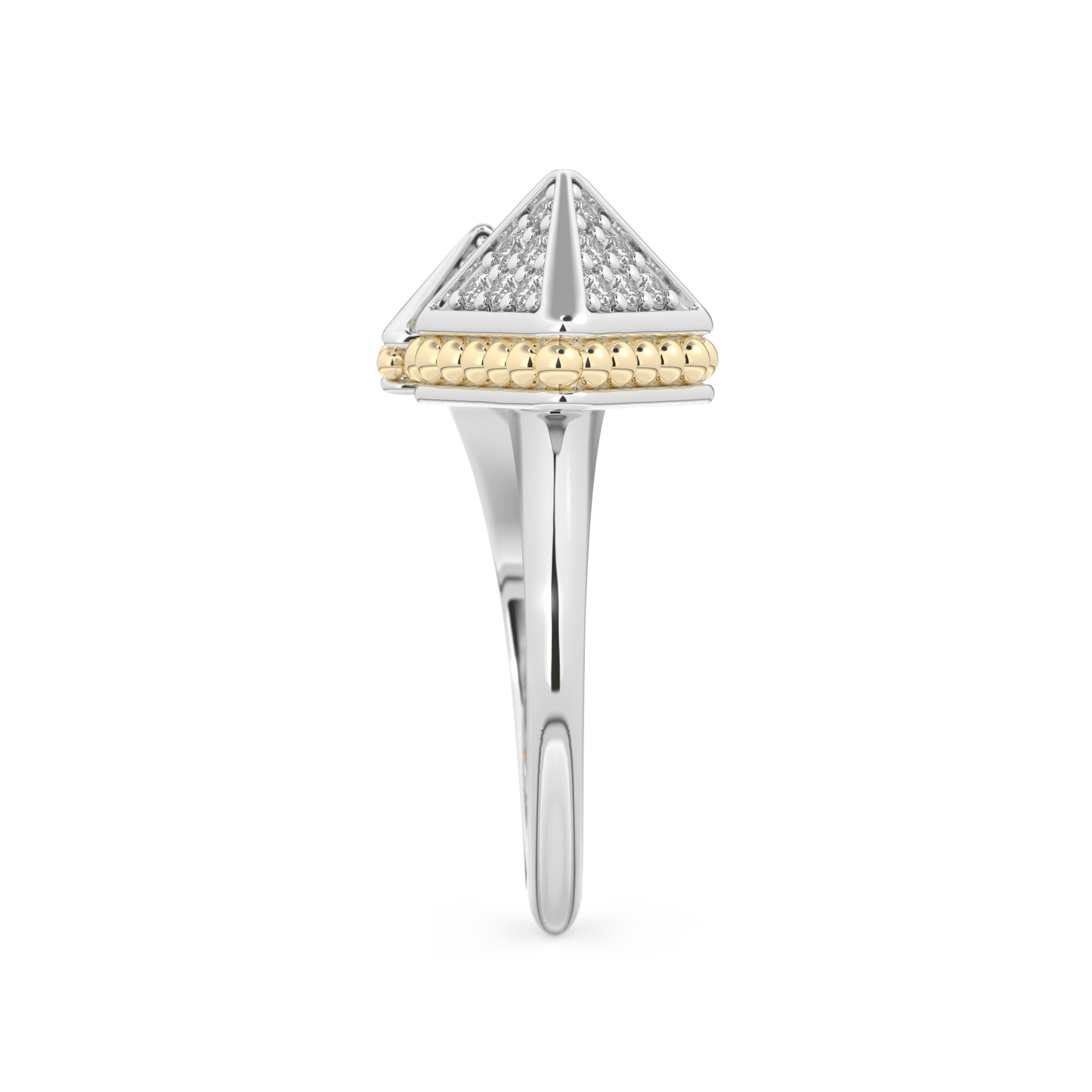 Triangle Duo Wedding Band with 0.33 CT Round Cut Moissanite – Yellow, White, or Rose Gold