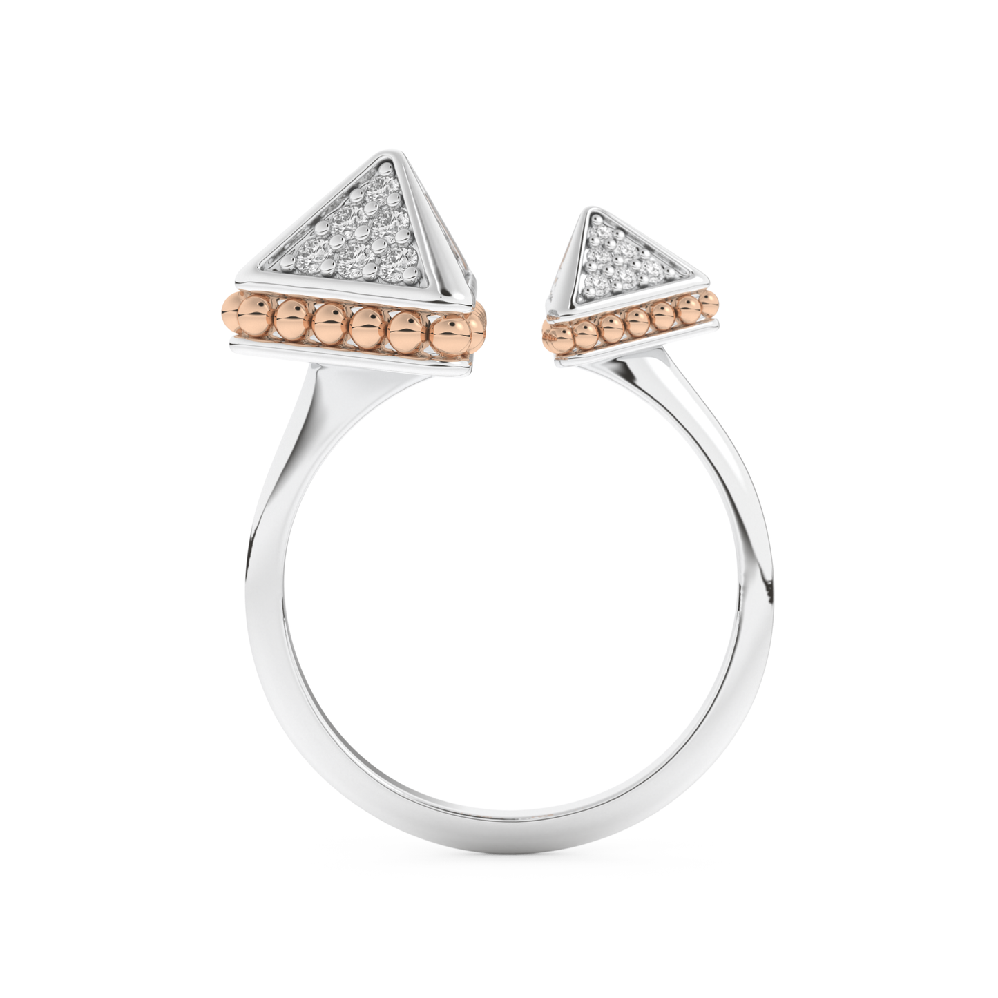 Triangle Duo Wedding Band with 0.33 CT Round Cut Moissanite – Yellow, White, or Rose Gold