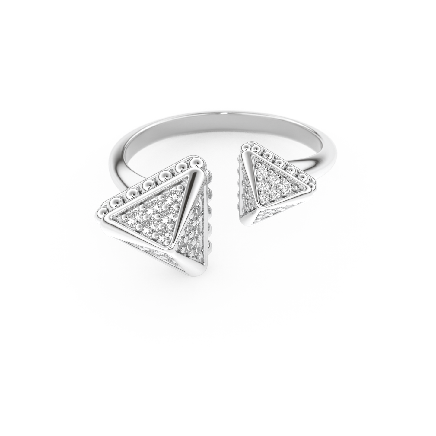 Triangle Duo Wedding Band with 0.33 CT Round Cut Moissanite – Yellow, White, or Rose Gold