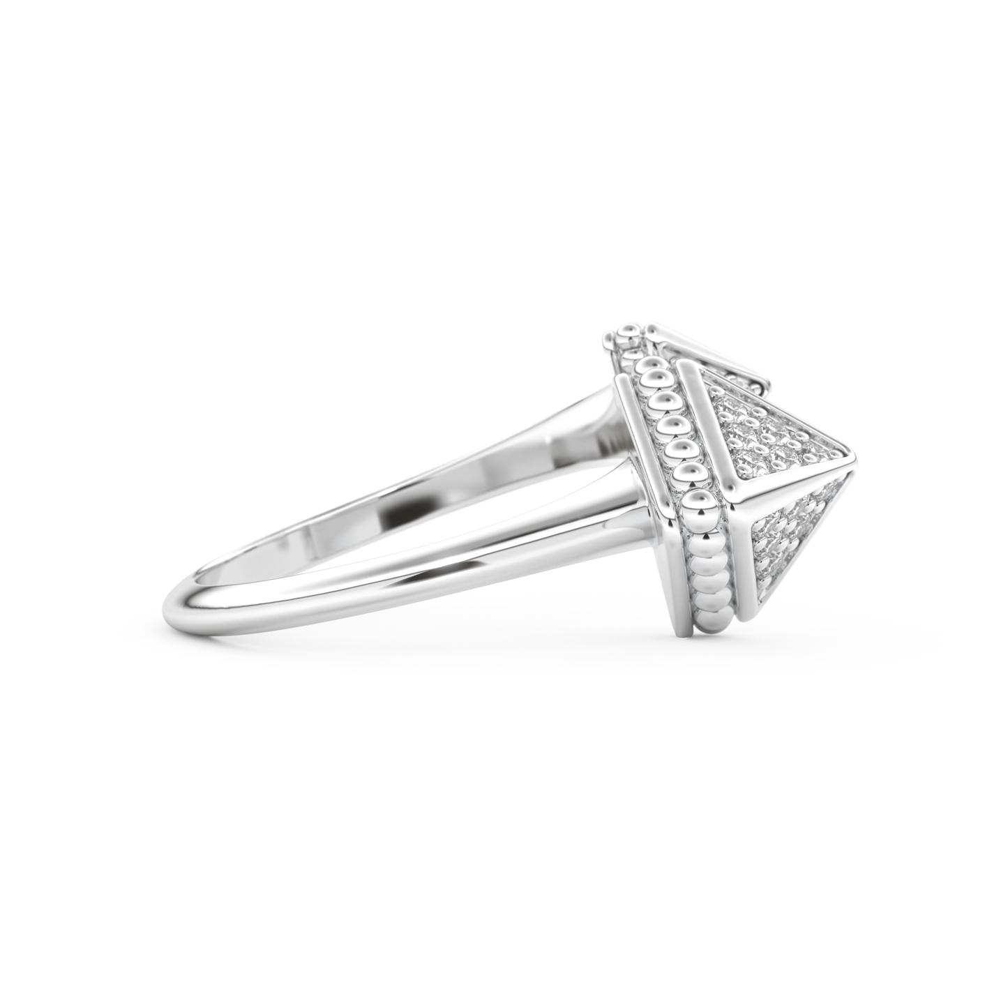 Triangle Duo Wedding Band with 0.33 CT Round Cut Moissanite – Yellow, White, or Rose Gold