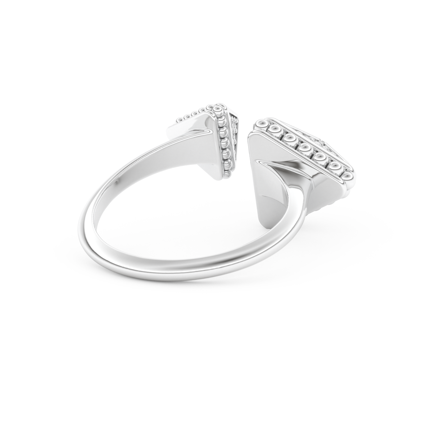 Triangle Duo Wedding Band with 0.33 CT Round Cut Moissanite – Yellow, White, or Rose Gold