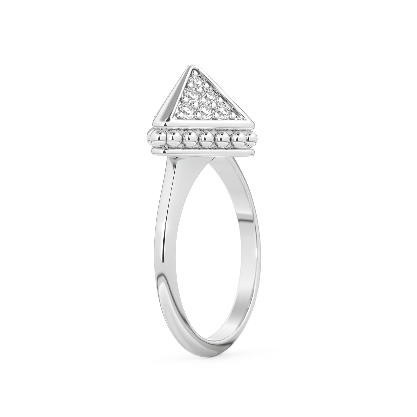 Triangle Duo Wedding Band with 0.33 CT Round Cut Moissanite – Yellow, White, or Rose Gold