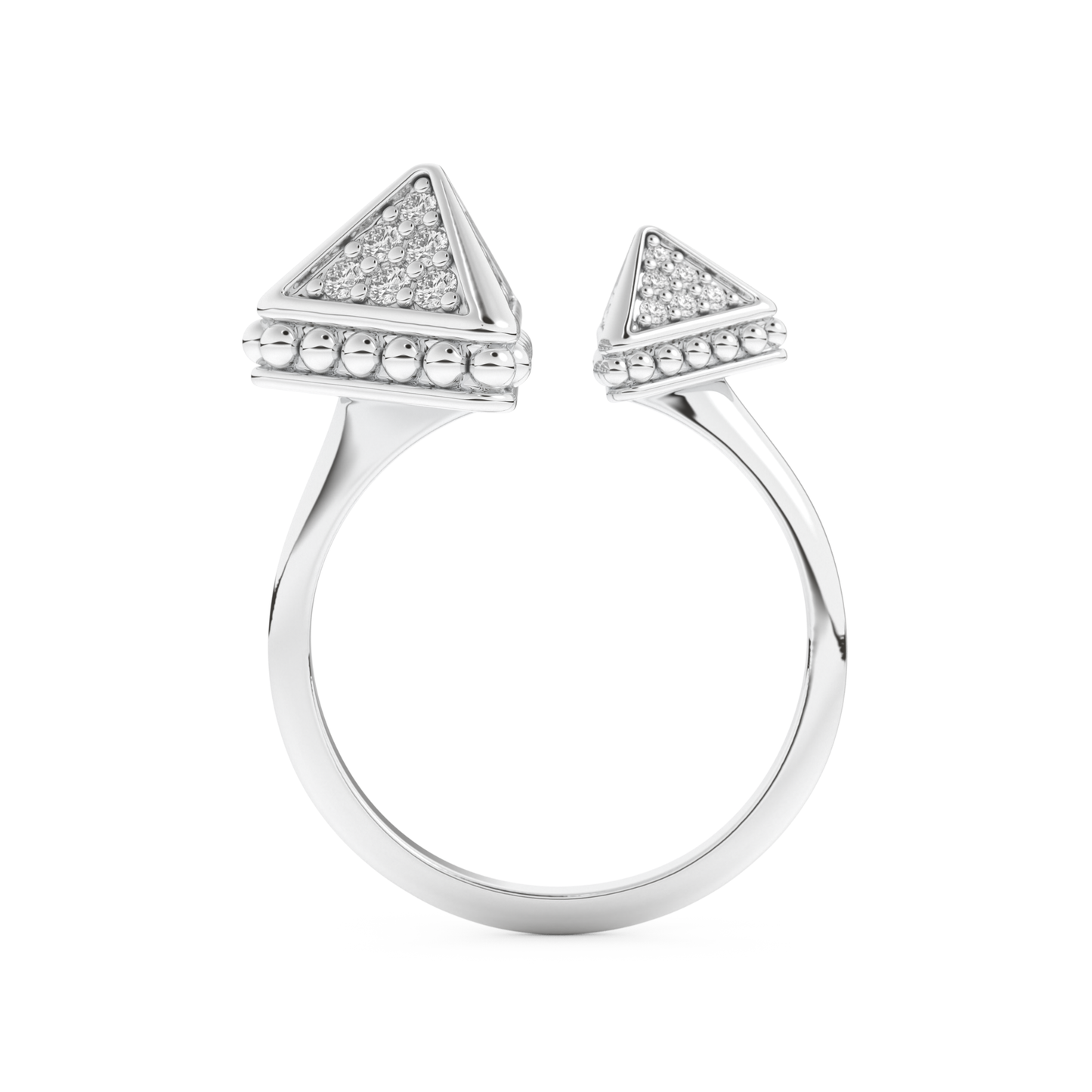 Triangle Duo Wedding Band with 0.33 CT Round Cut Moissanite – Yellow, White, or Rose Gold