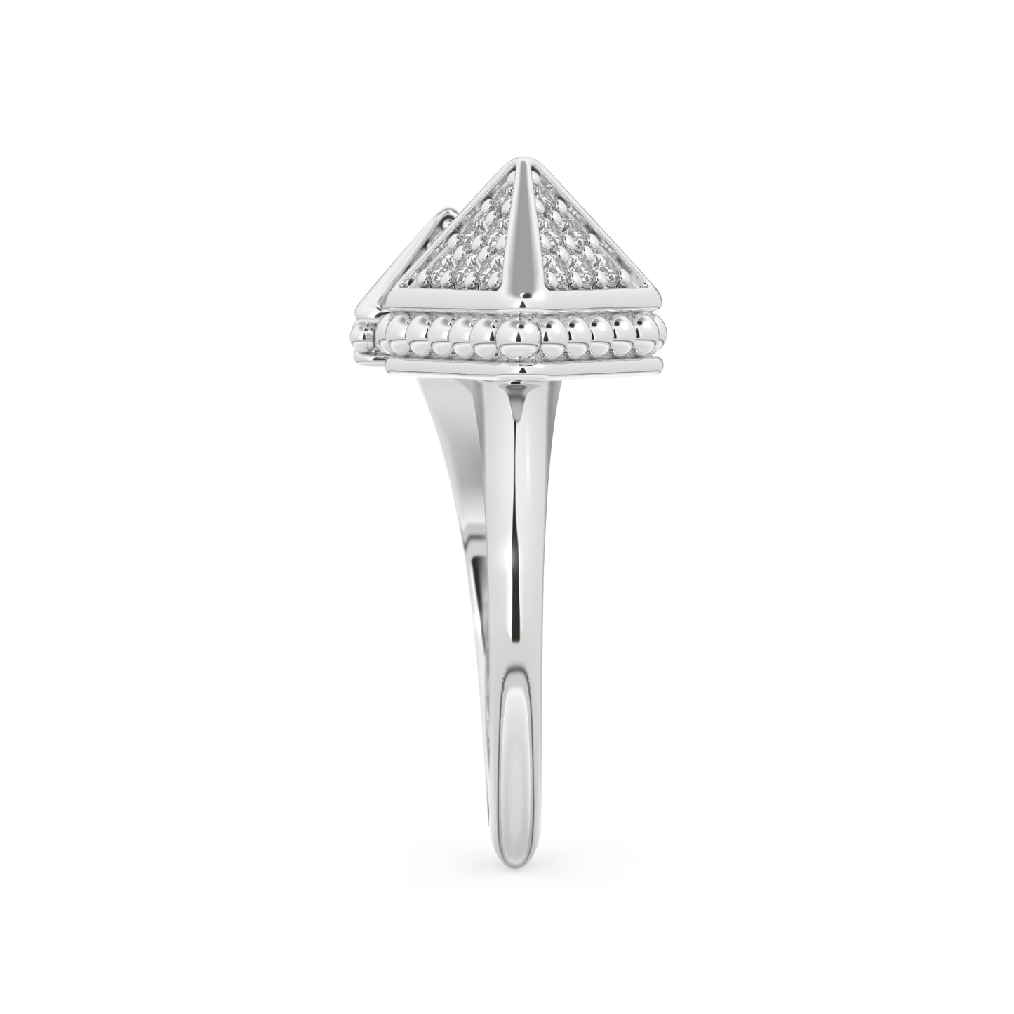 Triangle Duo Wedding Band with 0.33 CT Round Cut Moissanite – Yellow, White, or Rose Gold