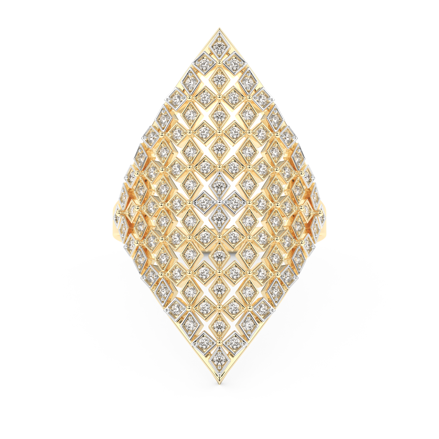 Honey Comb Style Wedding Band with 0.37 CT Round Cut Moissanite – Yellow, White, or Rose Gold