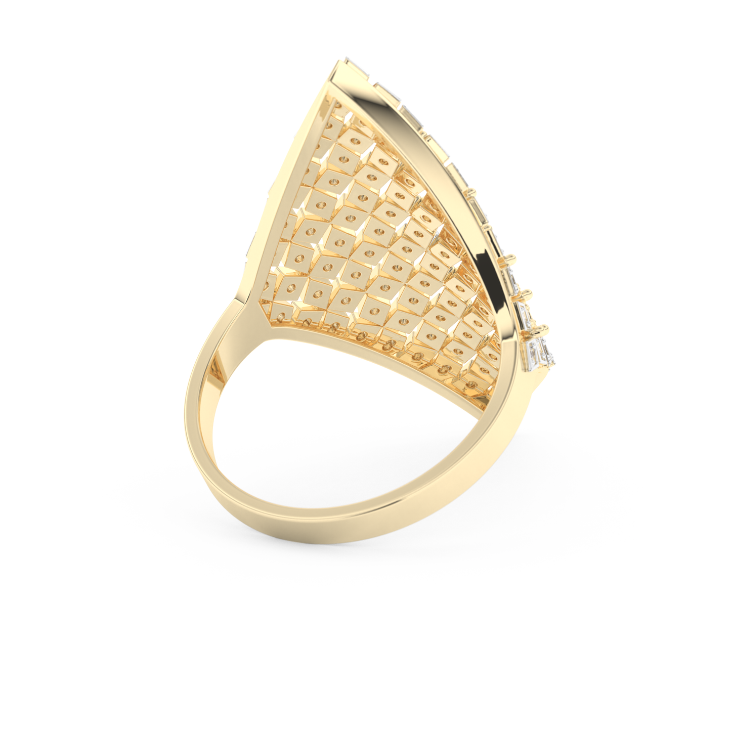 Honey Comb Style Wedding Band with 0.37 CT Round Cut Moissanite – Yellow, White, or Rose Gold