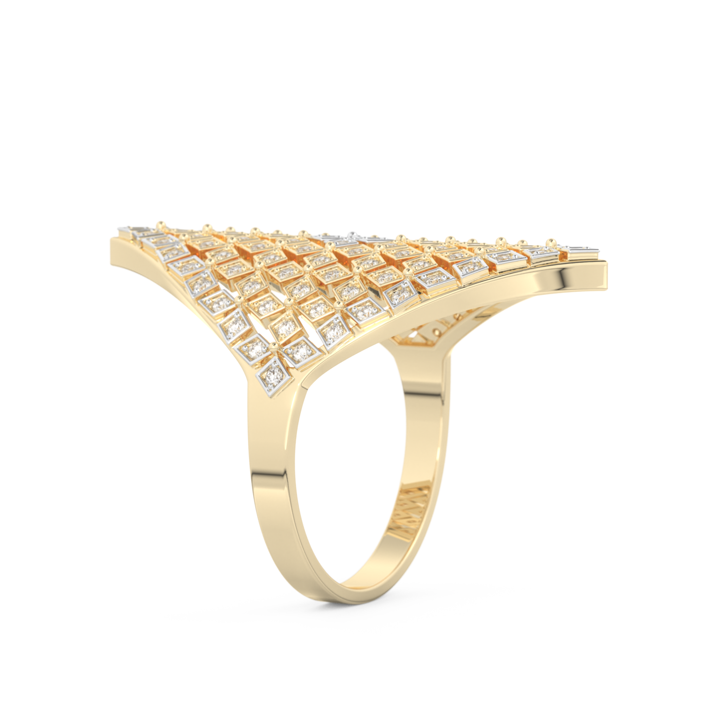 Honey Comb Style Wedding Band with 0.37 CT Round Cut Moissanite – Yellow, White, or Rose Gold