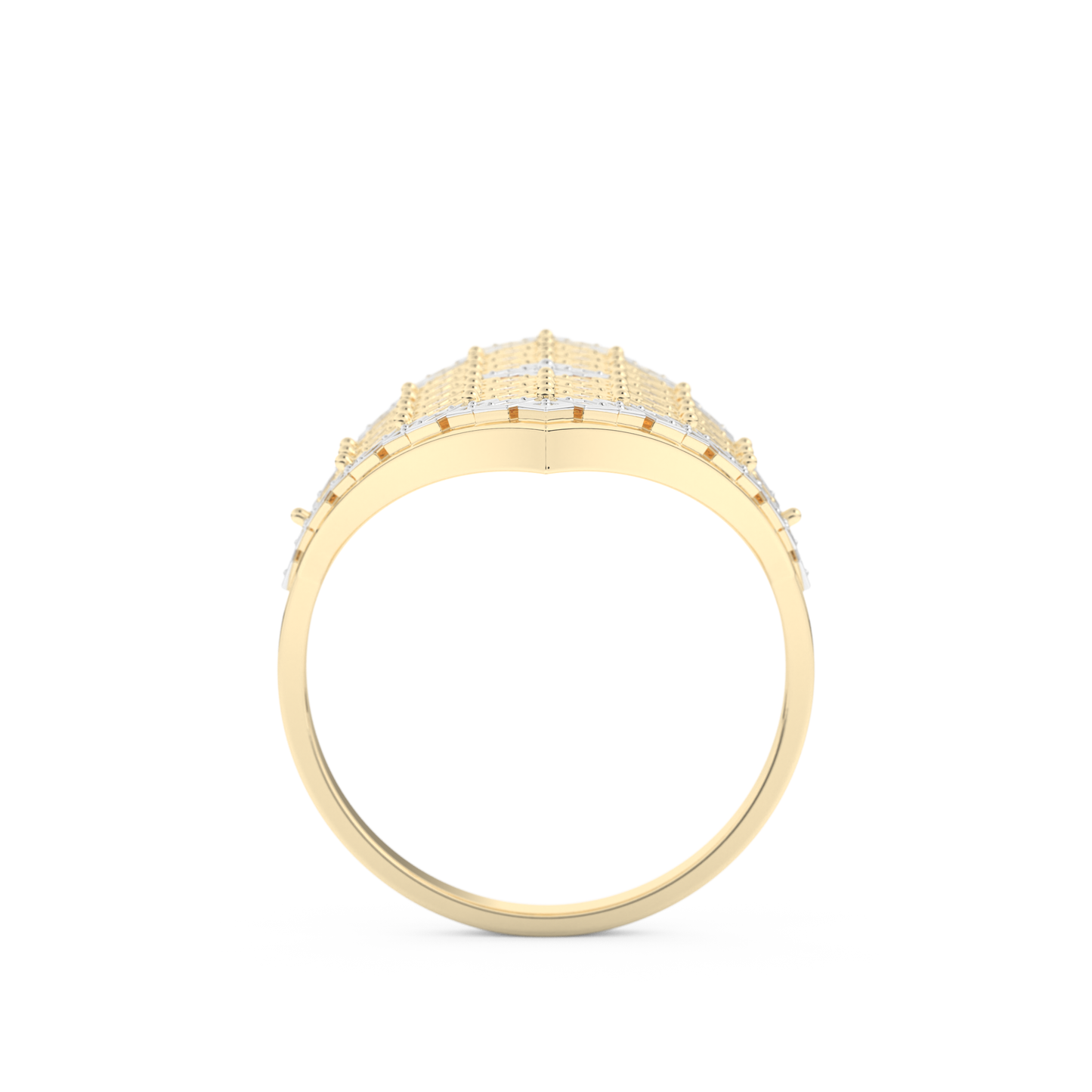 Honey Comb Style Wedding Band with 0.37 CT Round Cut Moissanite – Yellow, White, or Rose Gold