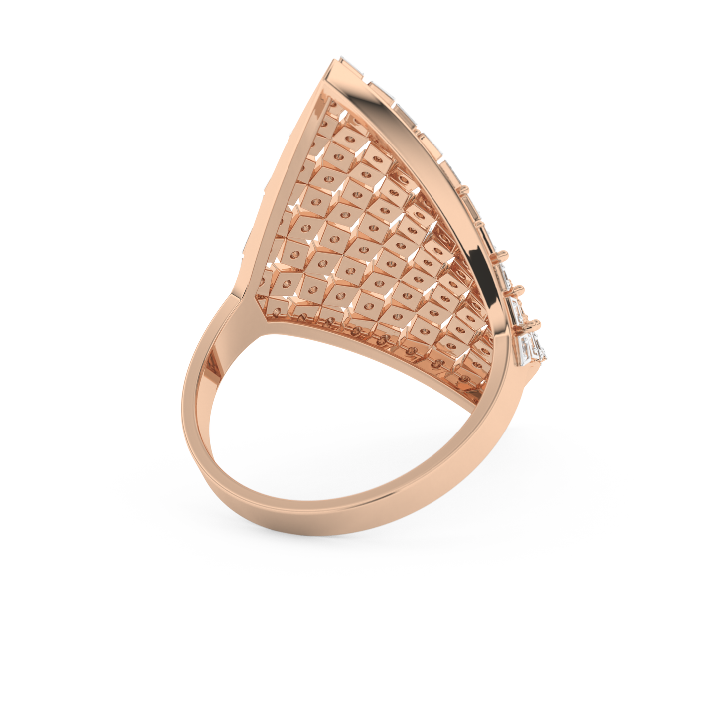 Honey Comb Style Wedding Band with 0.37 CT Round Cut Moissanite – Yellow, White, or Rose Gold