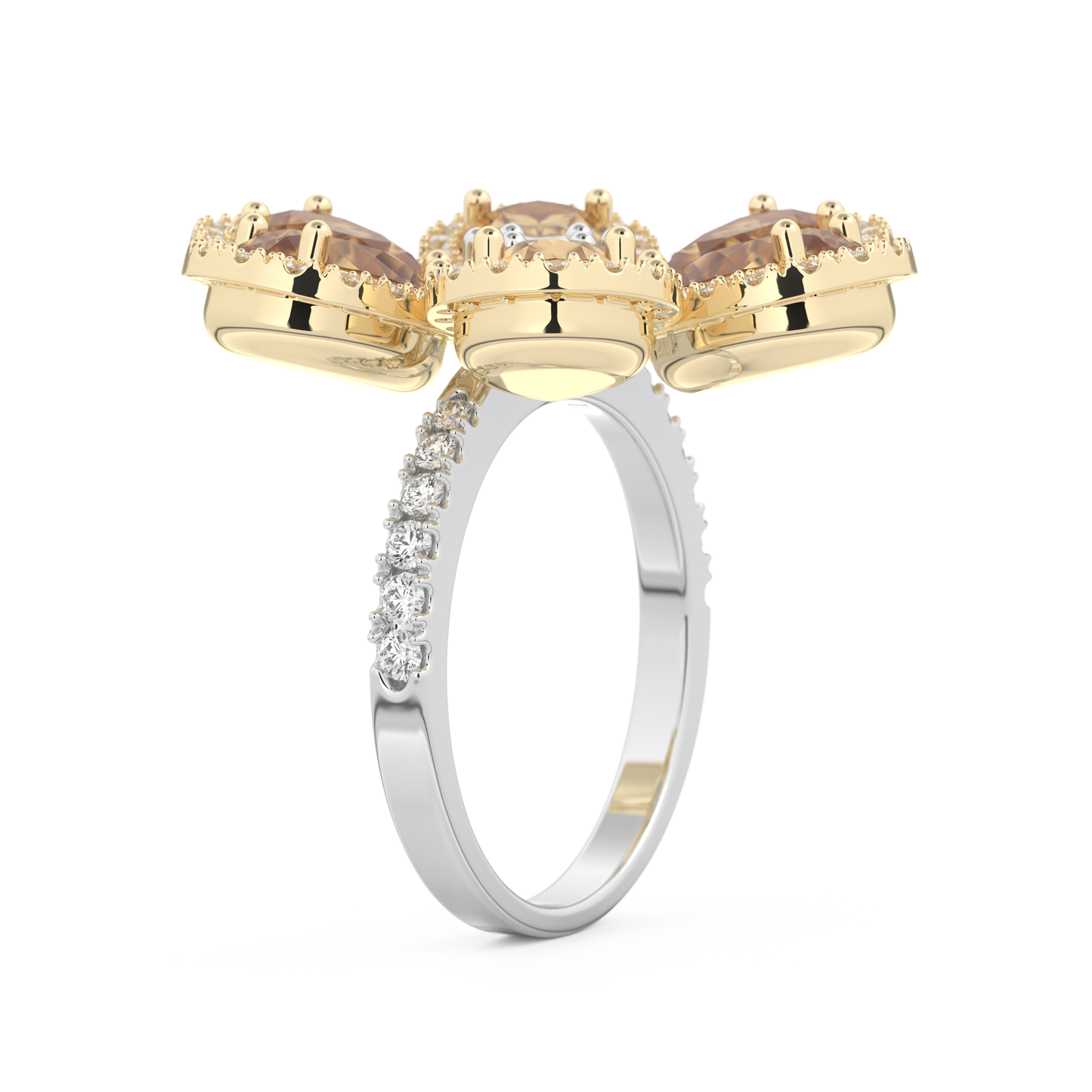 Half Eternity Wedding Band with 6.20 CT Round and Pear Cut Moissanite – Yellow, White, or Rose Gold