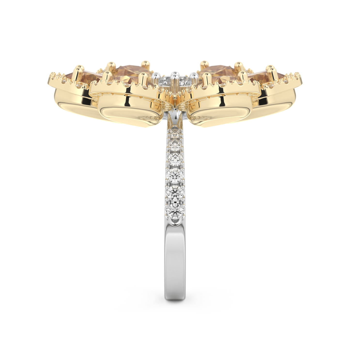 Half Eternity Wedding Band with 6.20 CT Round and Pear Cut Moissanite – Yellow, White, or Rose Gold