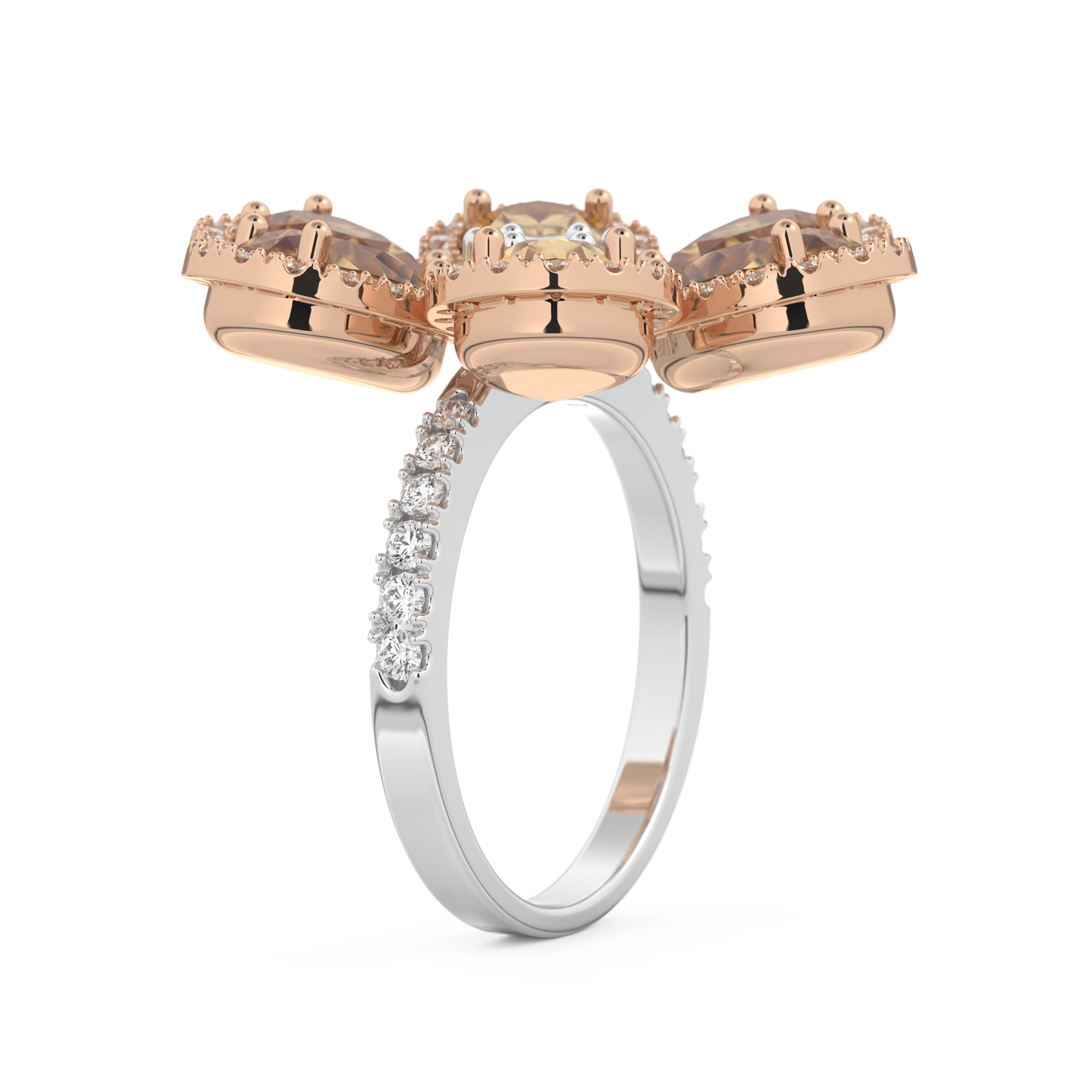 Half Eternity Wedding Band with 6.20 CT Round and Pear Cut Moissanite – Yellow, White, or Rose Gold