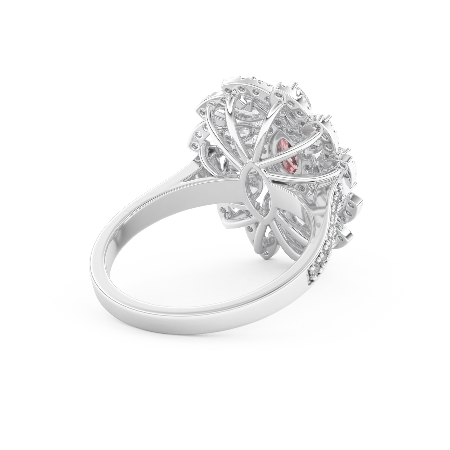 Elongated Marquise Cut 0.18 Carat Moissanite Ring – Cluster & Pave Setting in Gold