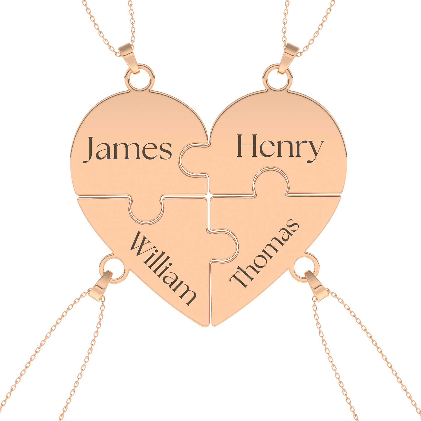 Custom Pendant Necklace – Split Heart and Puzzle