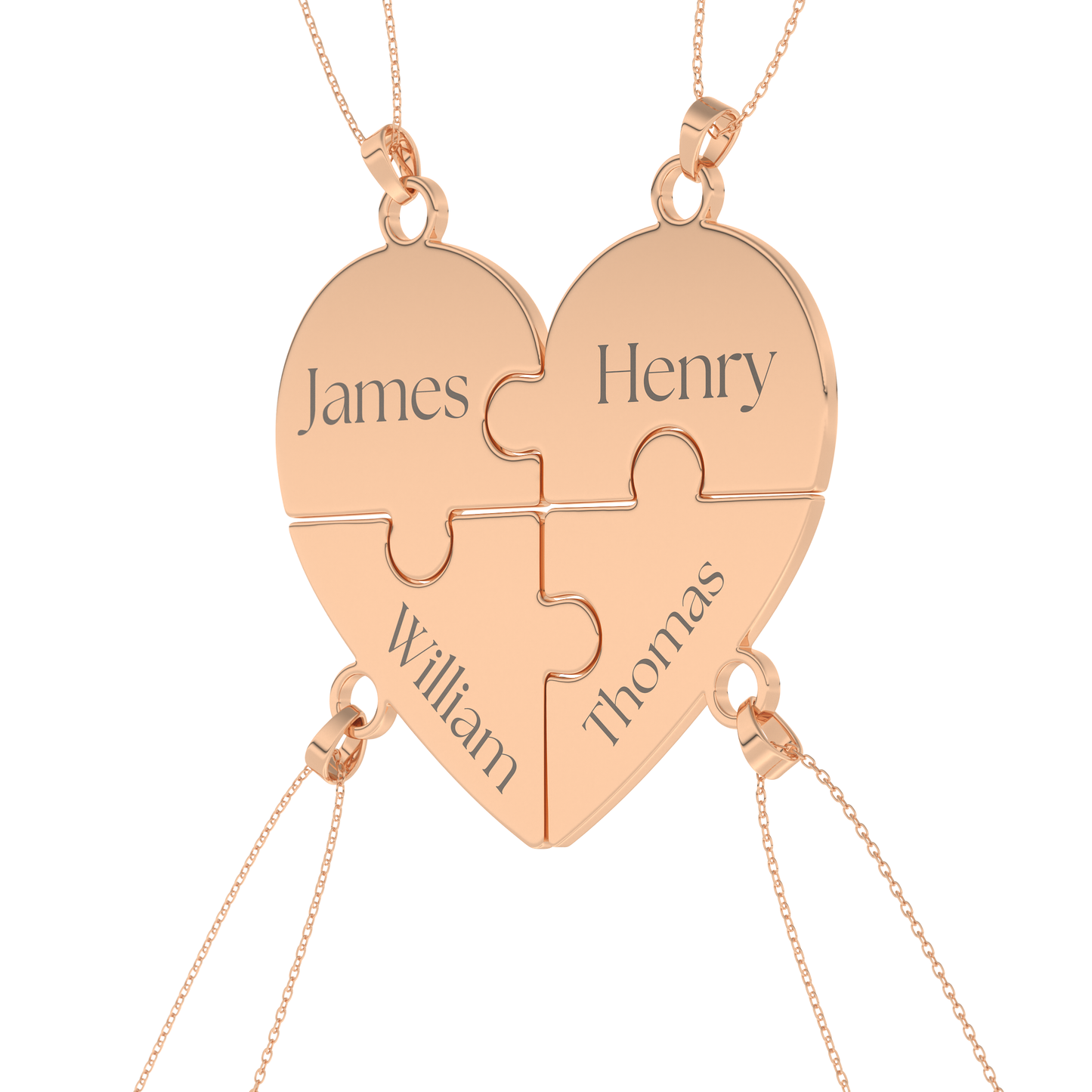 Custom Pendant Necklace – Split Heart and Puzzle