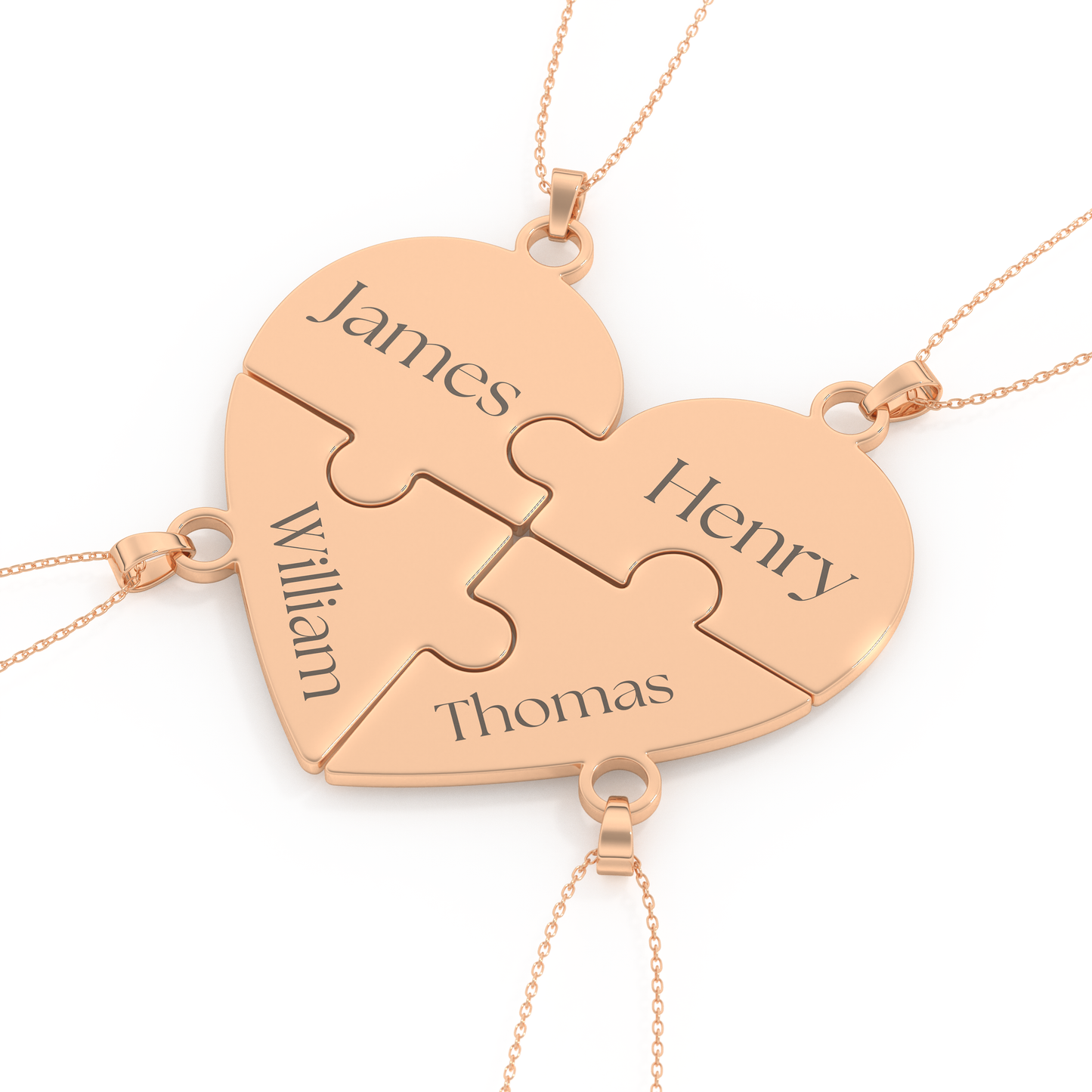 Custom Pendant Necklace – Split Heart and Puzzle