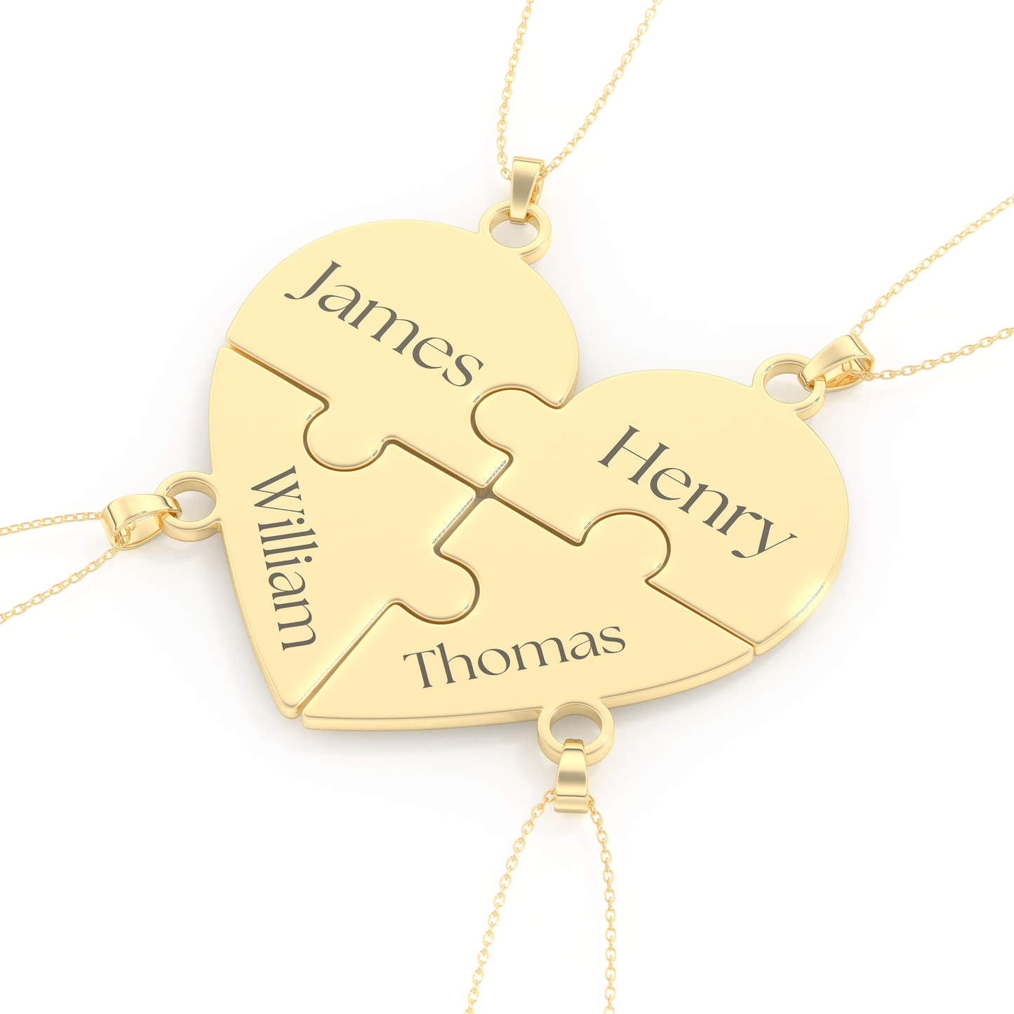 Custom Pendant Necklace – Split Heart and Puzzle