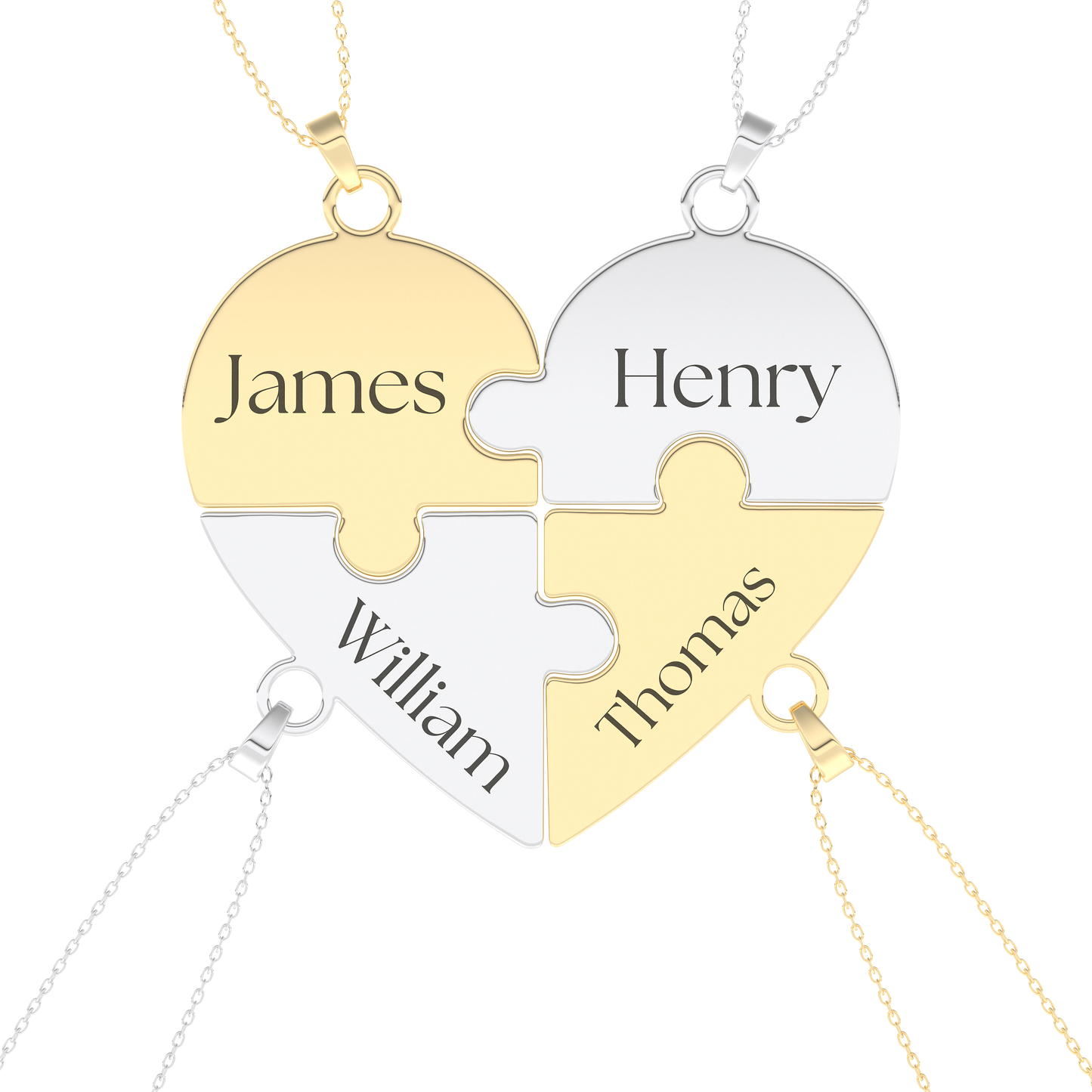 Custom Pendant Necklace – Split Heart and Puzzle