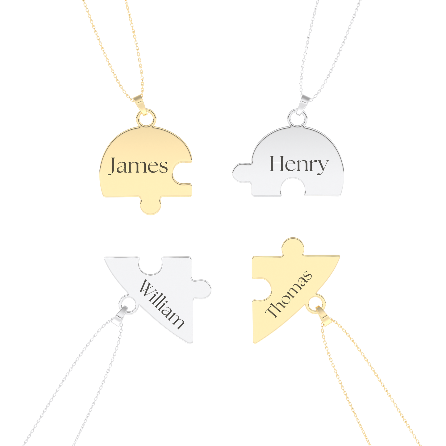 Custom Pendant Necklace – Split Heart and Puzzle