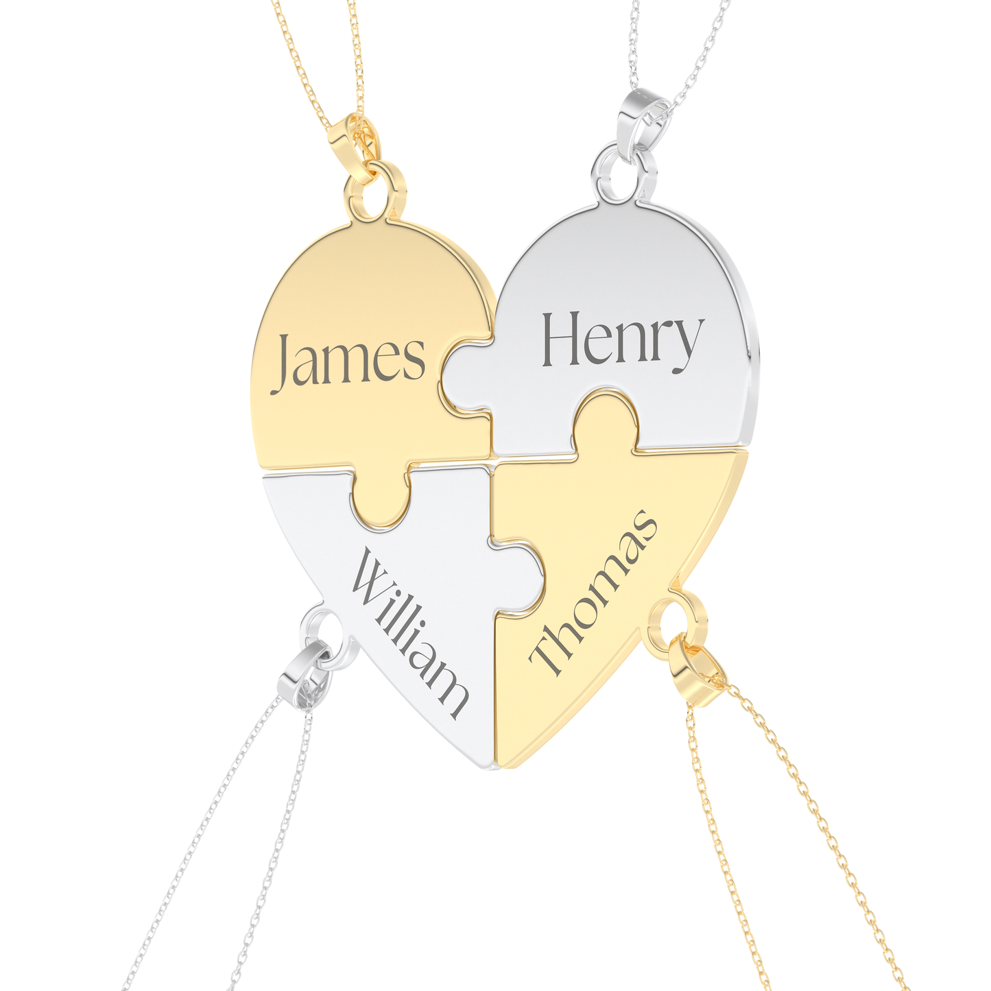 Custom Pendant Necklace – Split Heart and Puzzle
