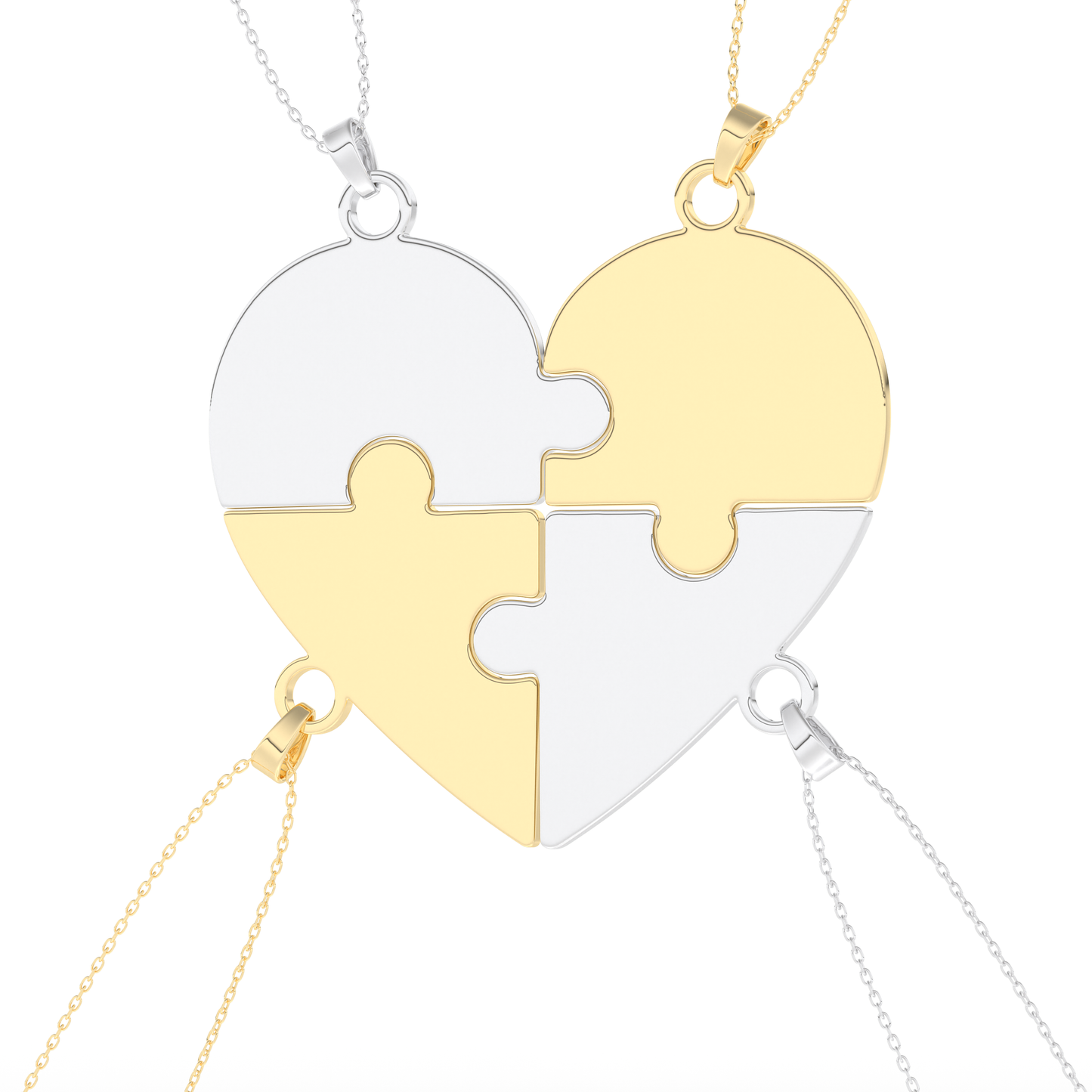 Custom Pendant Necklace – Split Heart and Puzzle
