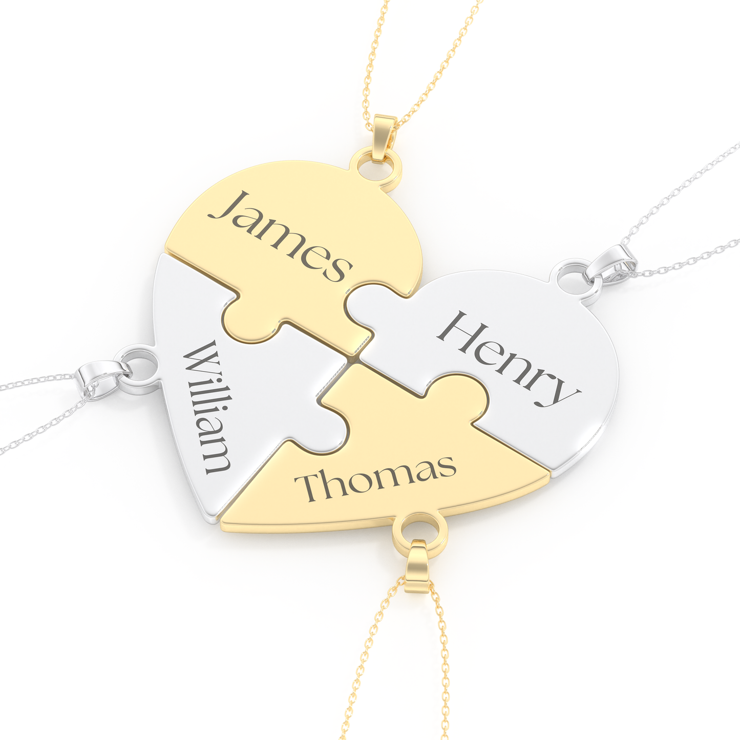 Custom Pendant Necklace – Split Heart and Puzzle