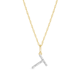 0.30 TCW Round Moissanite Diamond Customized Letter Pendant Necklace in Solid Gold 18