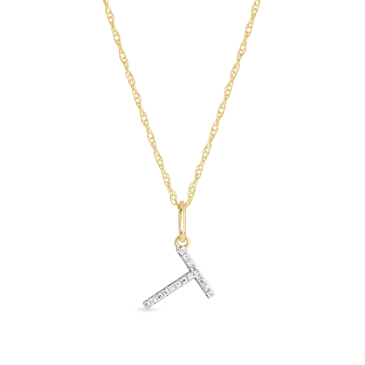 0.30 TCW Round Moissanite Diamond Customized Letter Pendant Necklace in Solid Gold 18