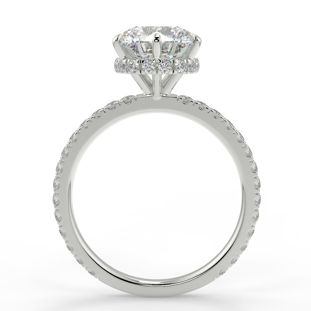 Stunning 2.0 CT Round Moissanite Engagement Ring with Double Hidden Halo & Pave Design 7