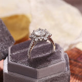 2.0 CT Round Shaped Moissanite Engagement Ring With Cluster Pave Accents 8