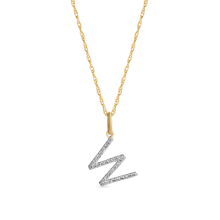 0.30 TCW Round Moissanite Diamond Customized Letter Pendant Necklace in Solid Gold 21