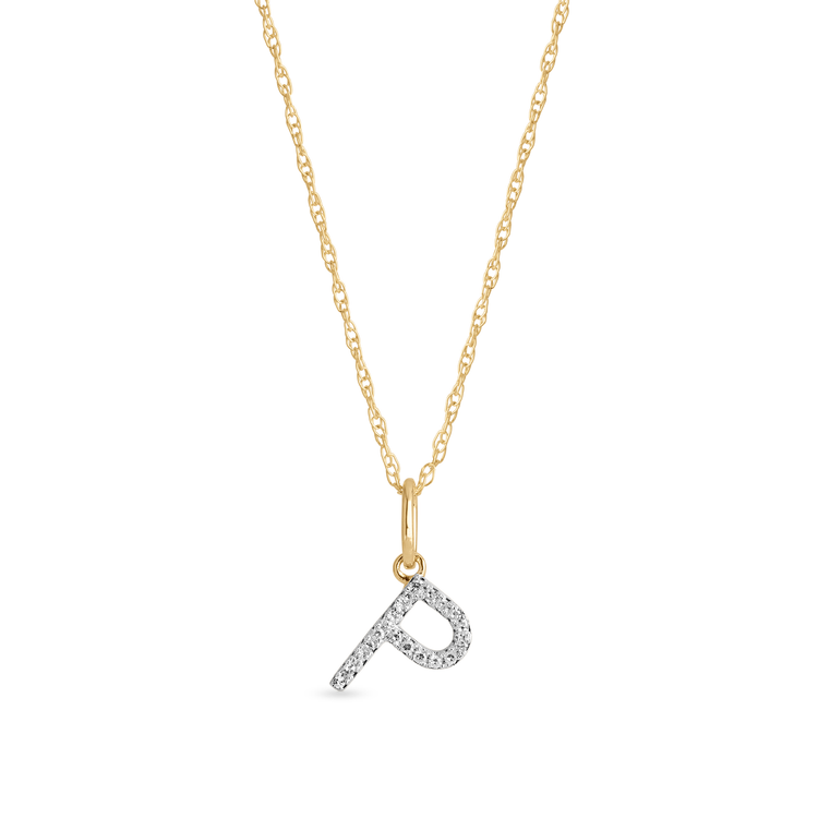 0.30 TCW Round Moissanite Diamond Customized Letter Pendant Necklace in Solid Gold 14