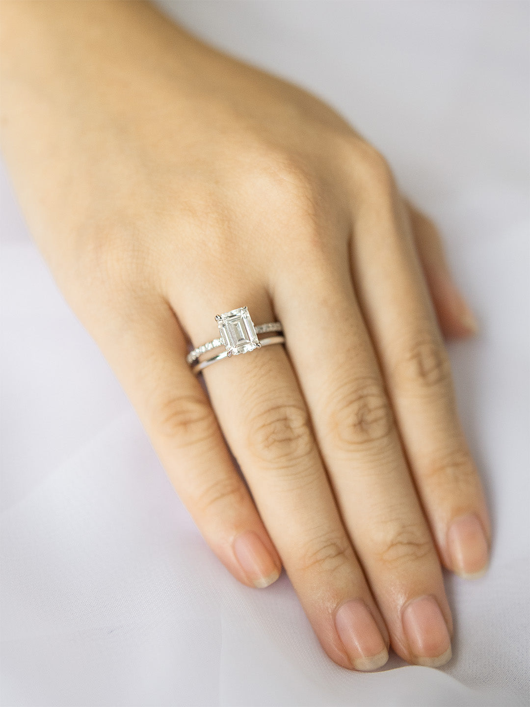 Stunning 2 CT Emerald Moissanite Engagement Ring with Hidden Halo Design 7