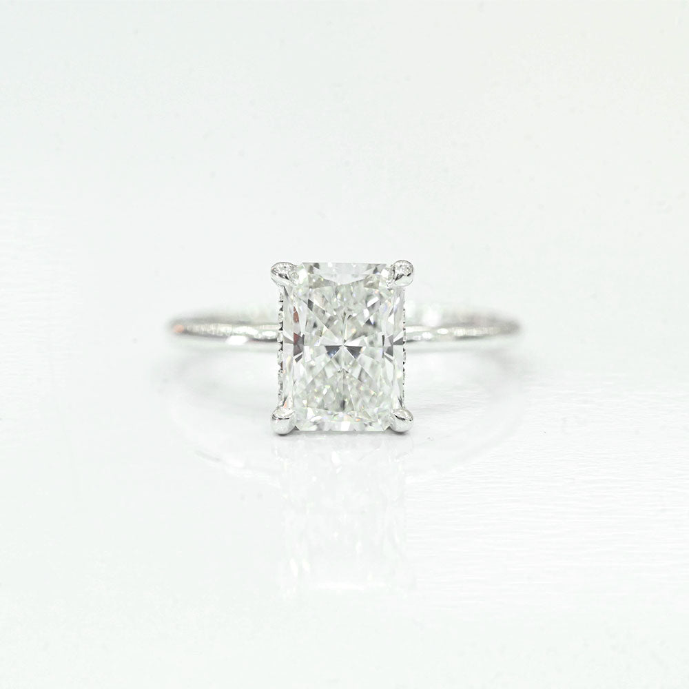 Stunning 2.0 CT Radiant Moissanite Engagement Ring with Hidden Halo Design 1