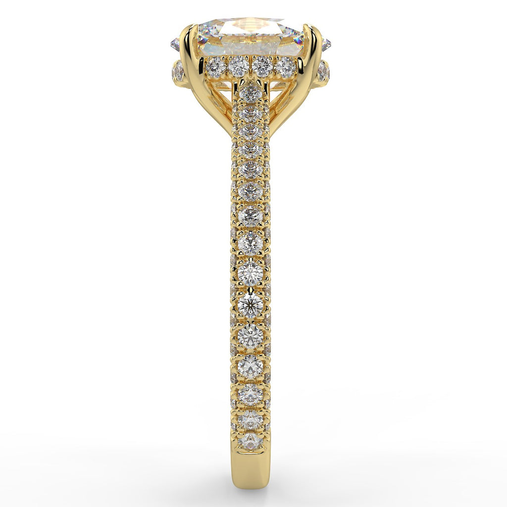 Stunning 2.11 CT Oval Moissanite Engagement Ring with Hidden Halo & Three Side Pave Design 3