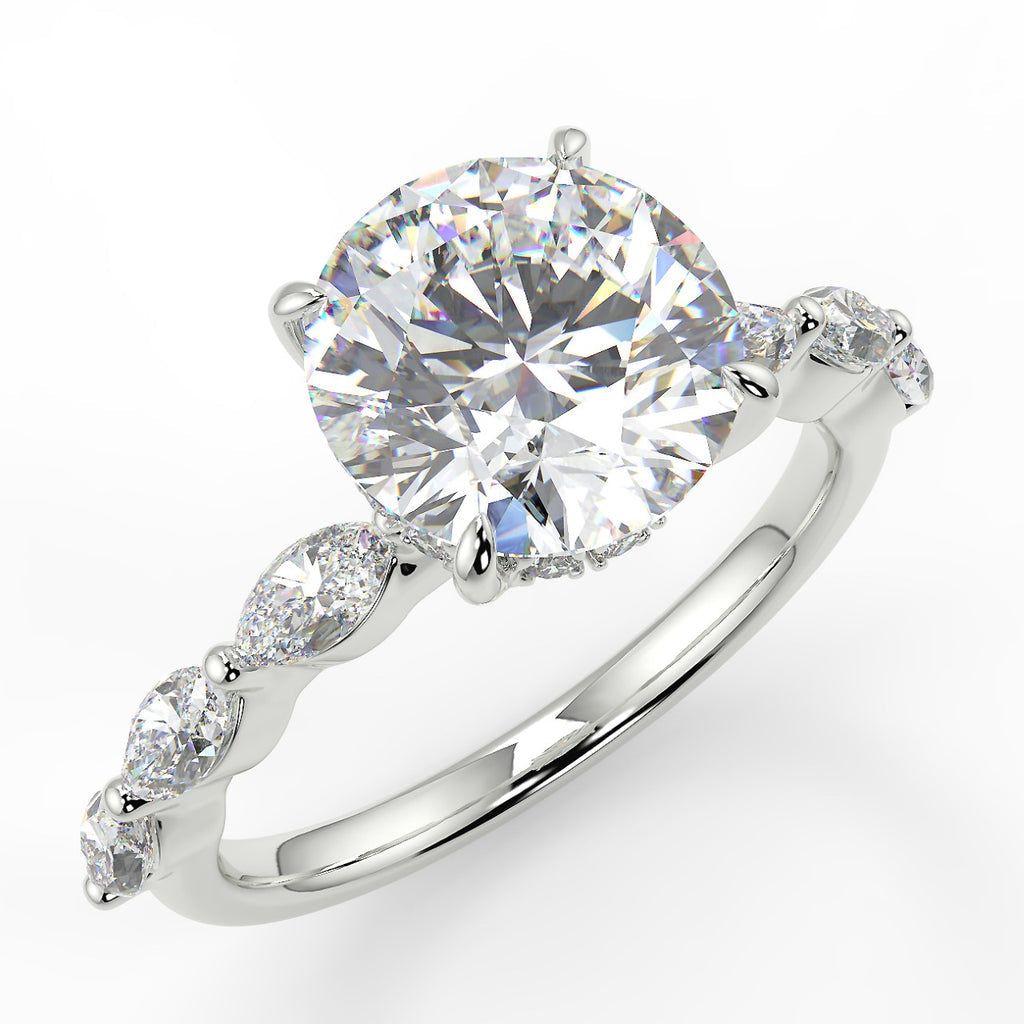 Stunning 2.0 CT Round Moissanite Engagement Ring with Hidden Halo & Pave Design 5