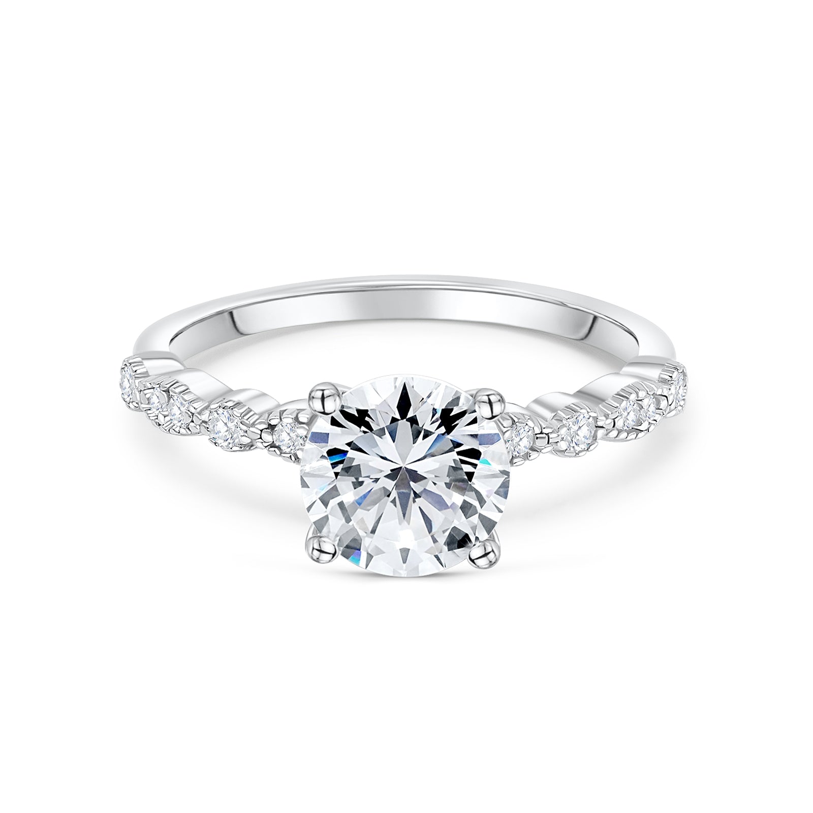 Stunning 1.5 CT Round Moissanite Engagement Ring with Pave & Hidden Halo Design 1