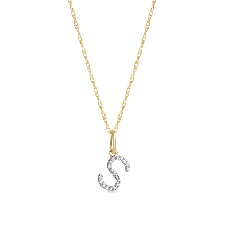 0.30 TCW Round Moissanite Diamond Customized Letter Pendant Necklace in Solid Gold 17