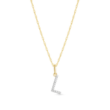 0.30 TCW Round Moissanite Diamond Customized Letter Pendant Necklace in Solid Gold 9