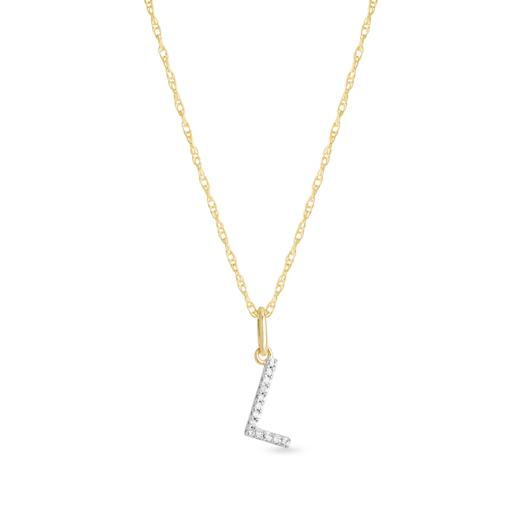0.30 TCW Round Moissanite Diamond Customized Letter Pendant Necklace in Solid Gold 9
