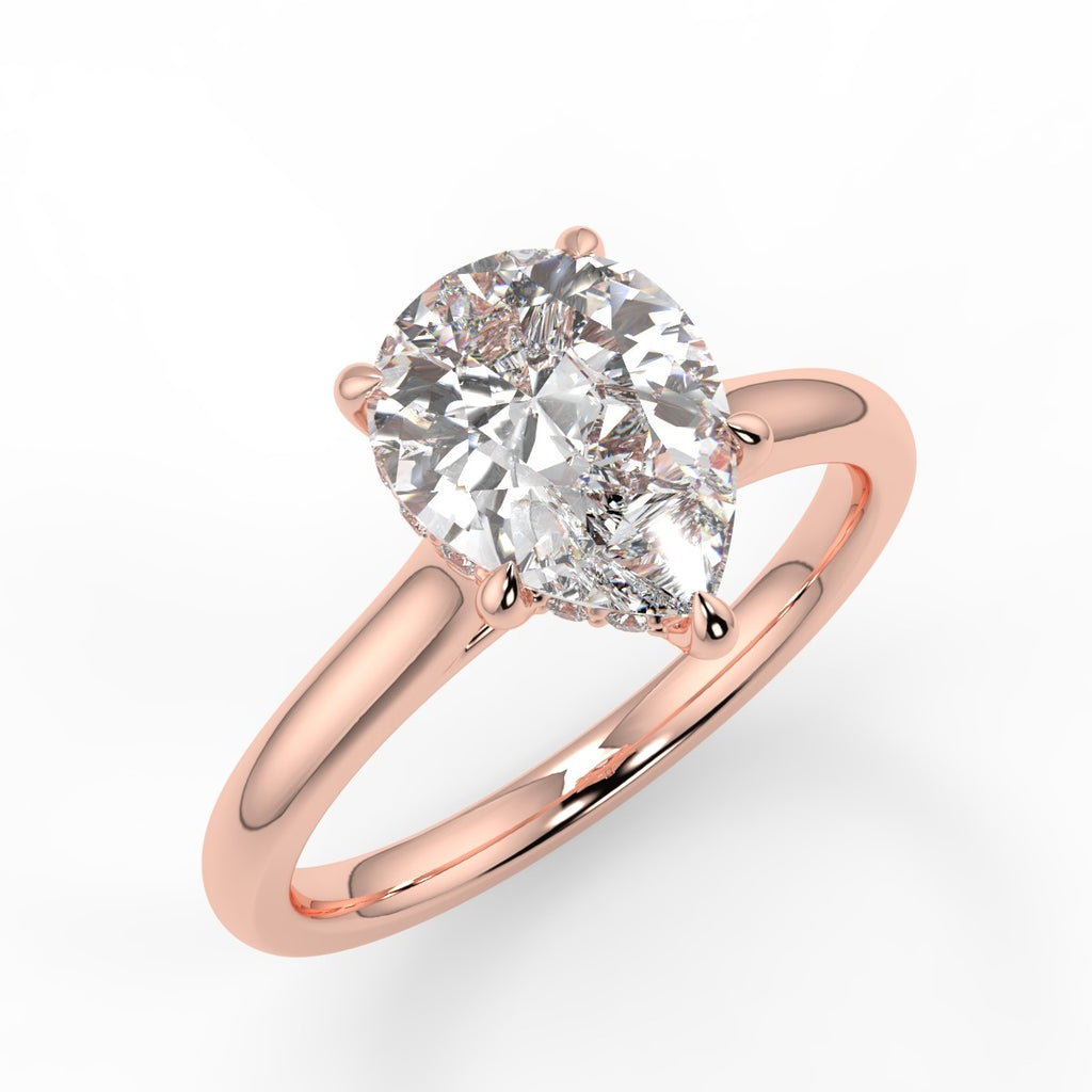 Stunning 1.31 CT Pear Moissanite Engagement Ring with Hidden Halo Design 8